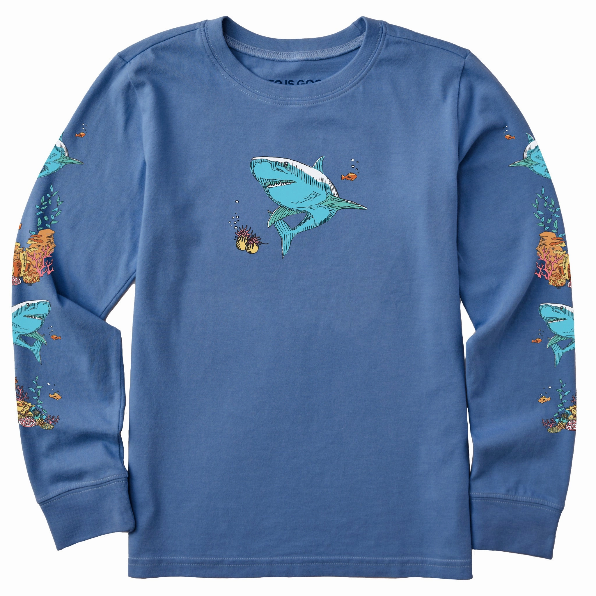 Kids Shark Reef Long Sleeve Crusher Tee Outdoor Fashion