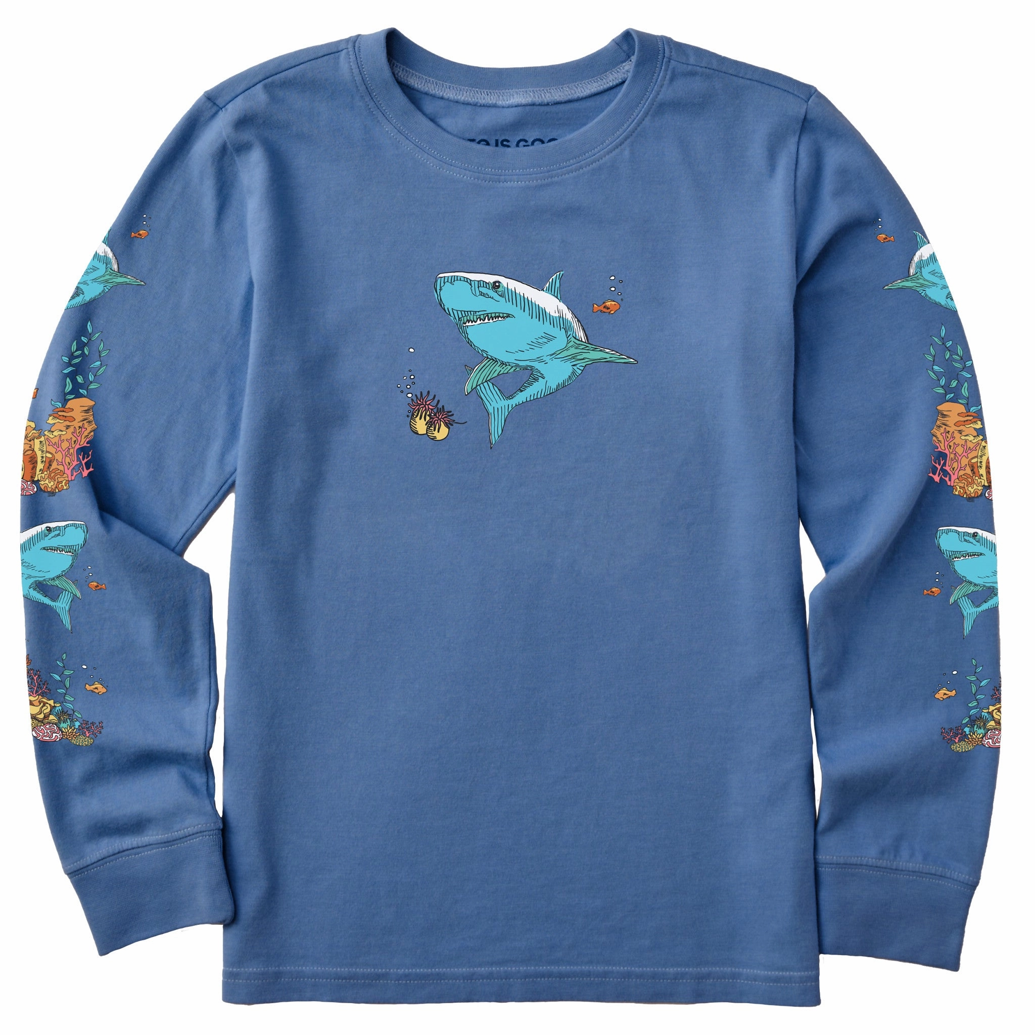 Soft Wearable Kids Shark Reef Long Sleeve Crusher Tee