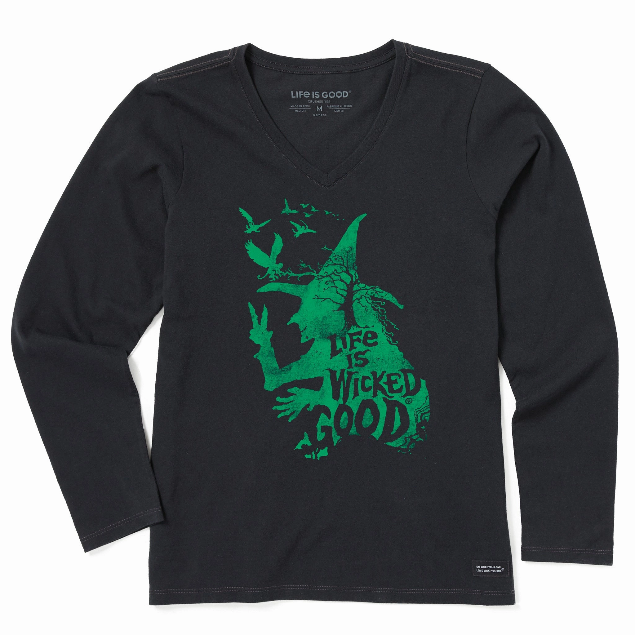 Women's Wizard of Oz Life is Wicked Good Witch Long Sleeve Crusher Vee Top Rated Unisex Core