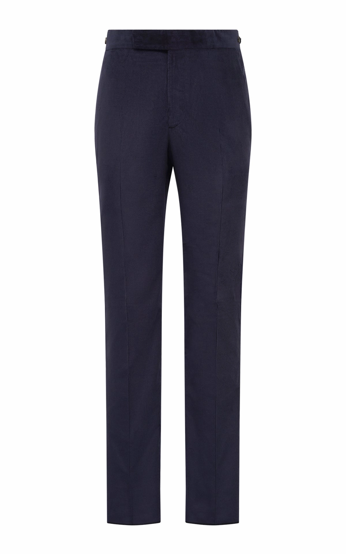 Sebastian Pant in Dark Navy Sea Island Cotton Corduroy Roll-up style Bold Waistband