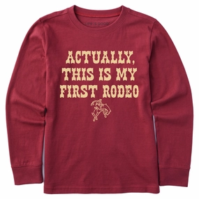 Soft & Smooth Kids Woodcut First Rodeo Long Sleeve Crusher Tee