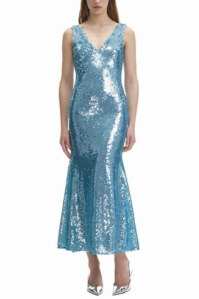 Chill Edge Sequin V Neck Maxi Dress