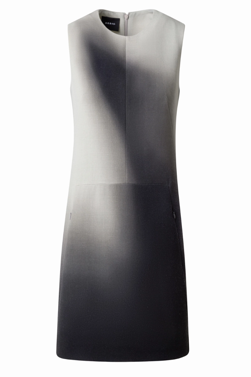 Buckle-Detail Shadow Print Dress