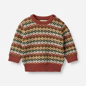 Jacquard Pullover Elias | Baby - multi red Versatile Layered FineGauge Knit
