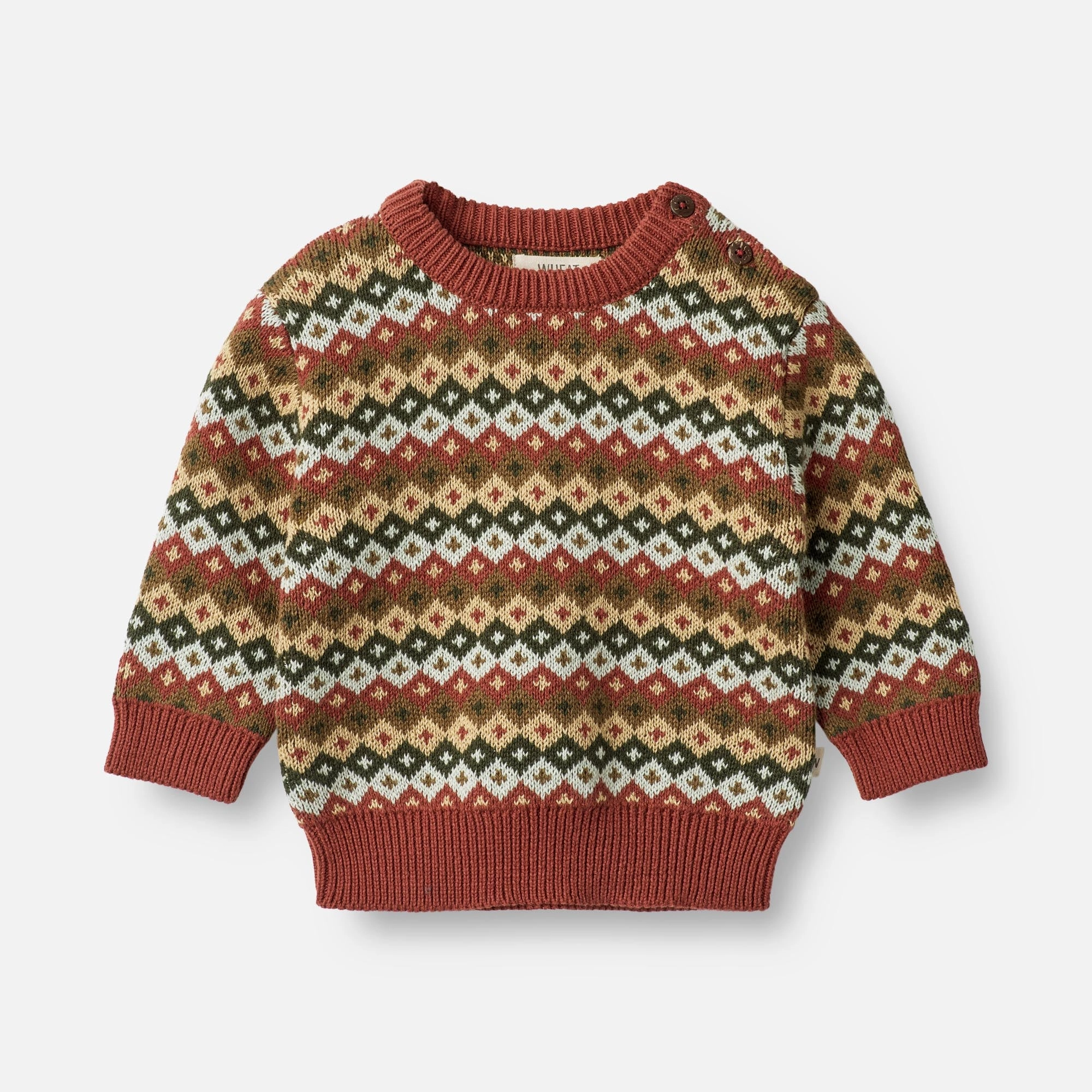 Natural Texture Diagonal Pocket Placement Jacquard Pullover Elias | Baby - multi red
