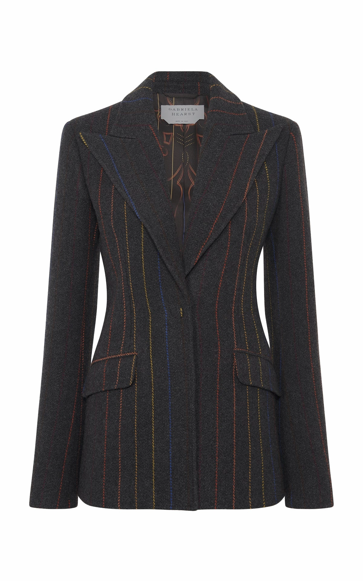 Leiva Blazer in Charcoal Multi Pinstripe Wool Cashmere Smart Business Style
