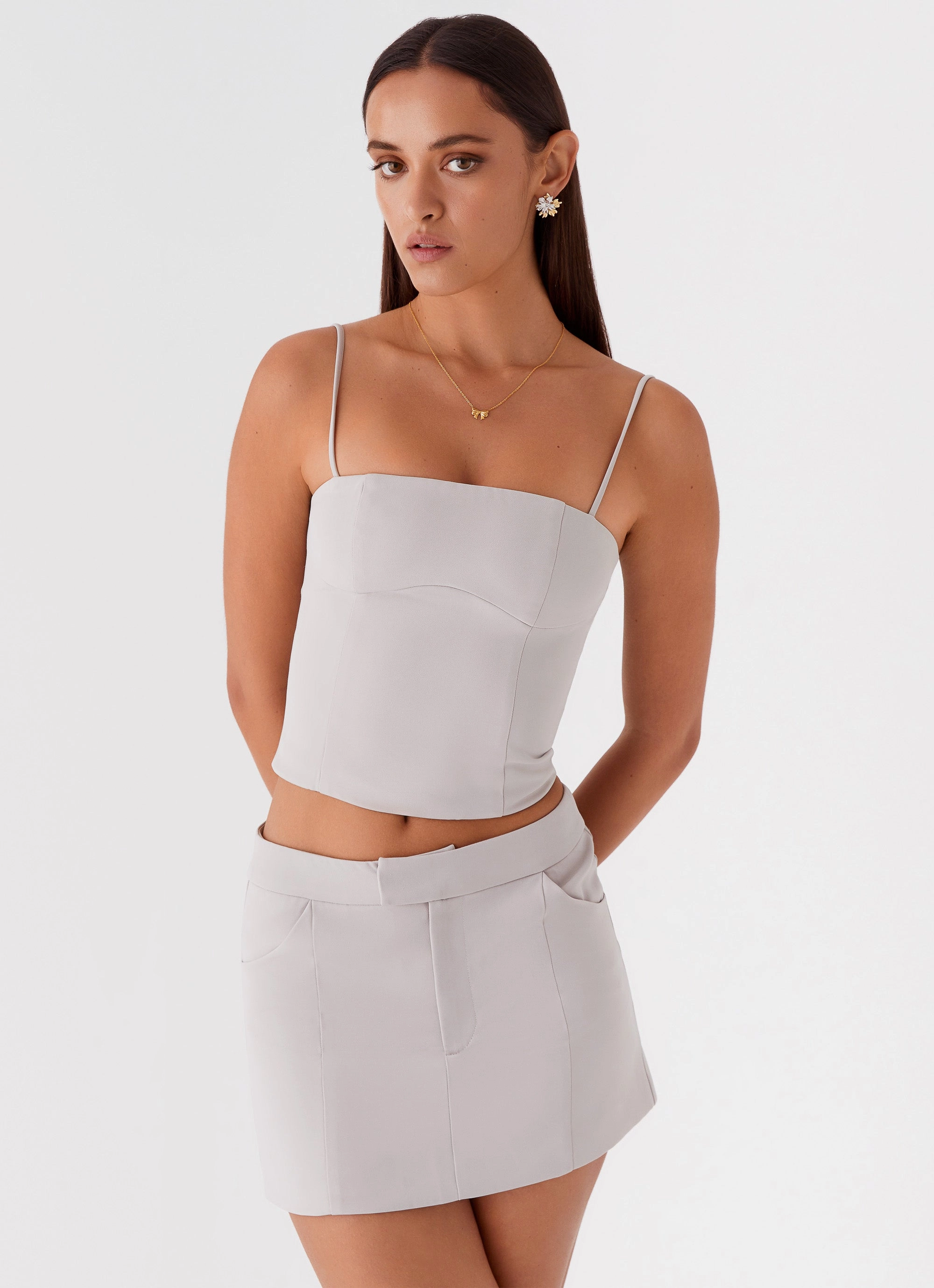 Eliana Suit Mini Skirt - Grey Urban Fashion
