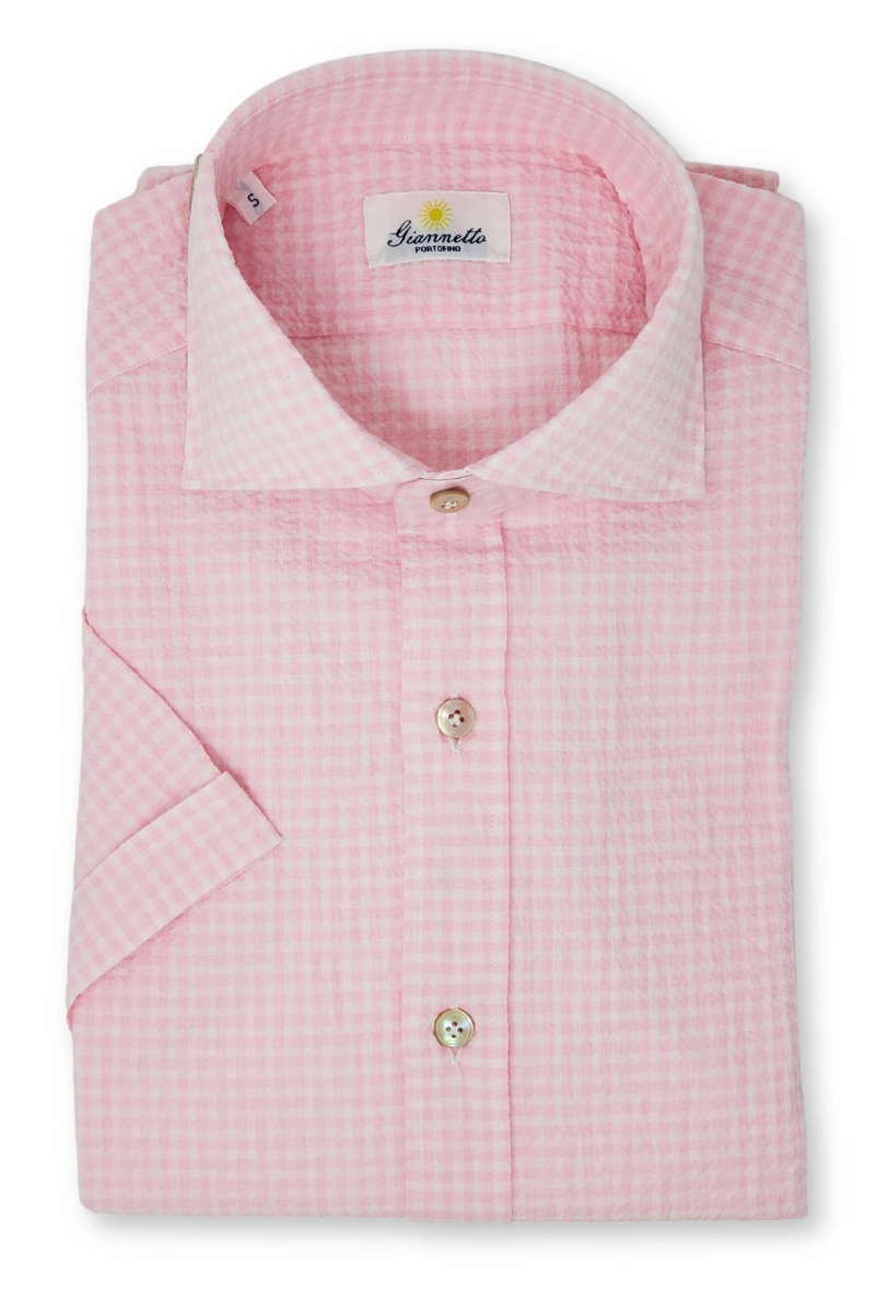 Short Sleeve Crinkle Seersucker Shirt Everyday Look aesthetic features