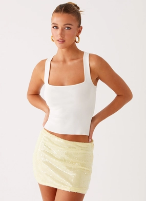 Nostalgic Nights Sequin Mini Skirt - Lemon Spritz Easy Layers