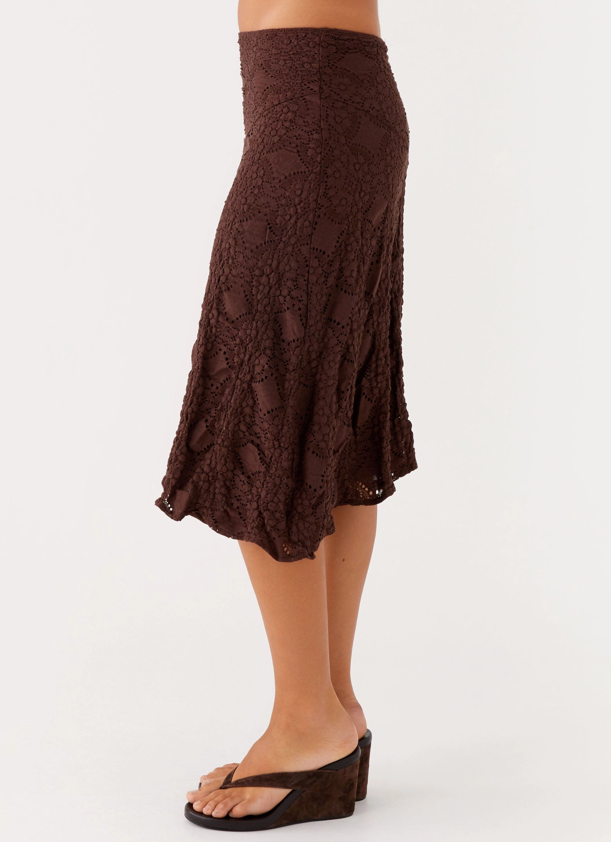 Diamond Sky Midi Skirt - Chocolate Flexible Comfort