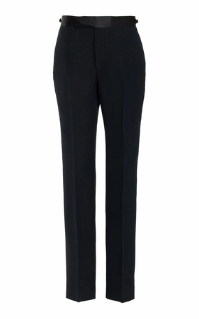 Simons Pant in Black Wool Silk Cady Yoga Ready