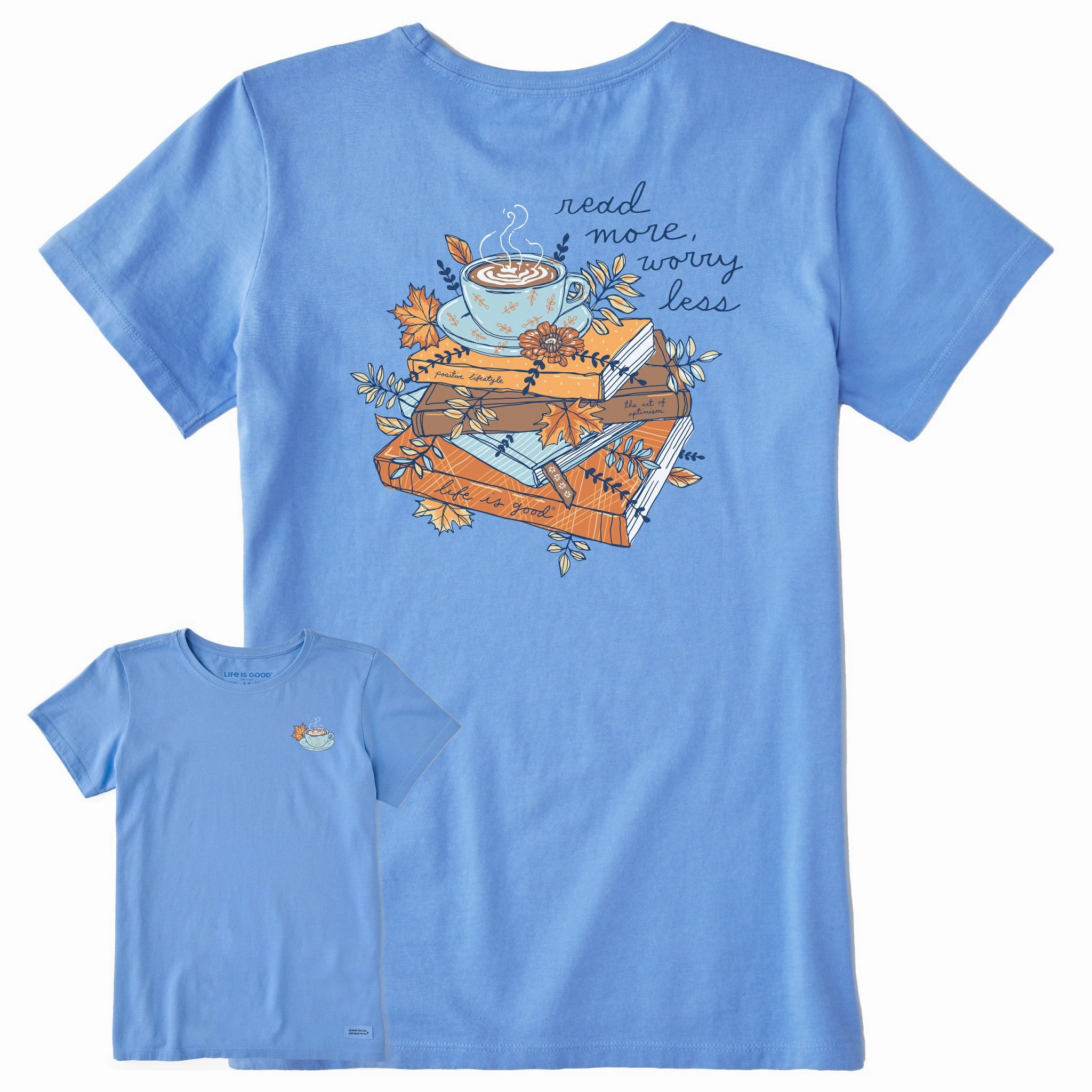 Women's Fall Books and Coffee Short Sleeve Crusher Tee Active Fit Autumn coziness