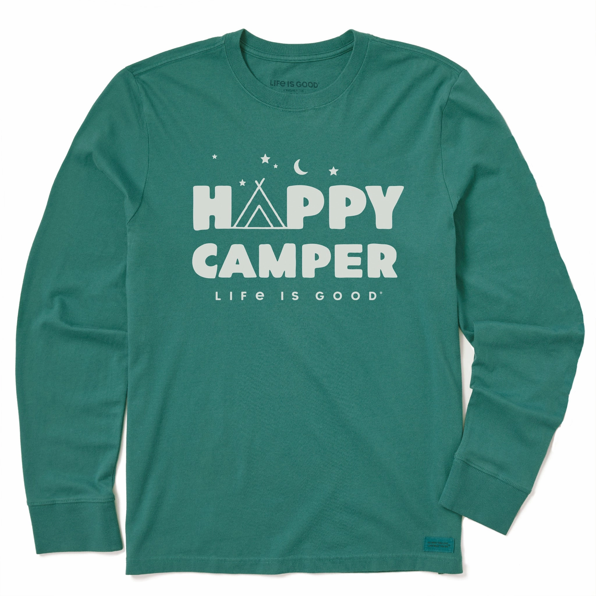 Wedding Kids Happy Camper Tent Night Long Sleeve Crusher Tee