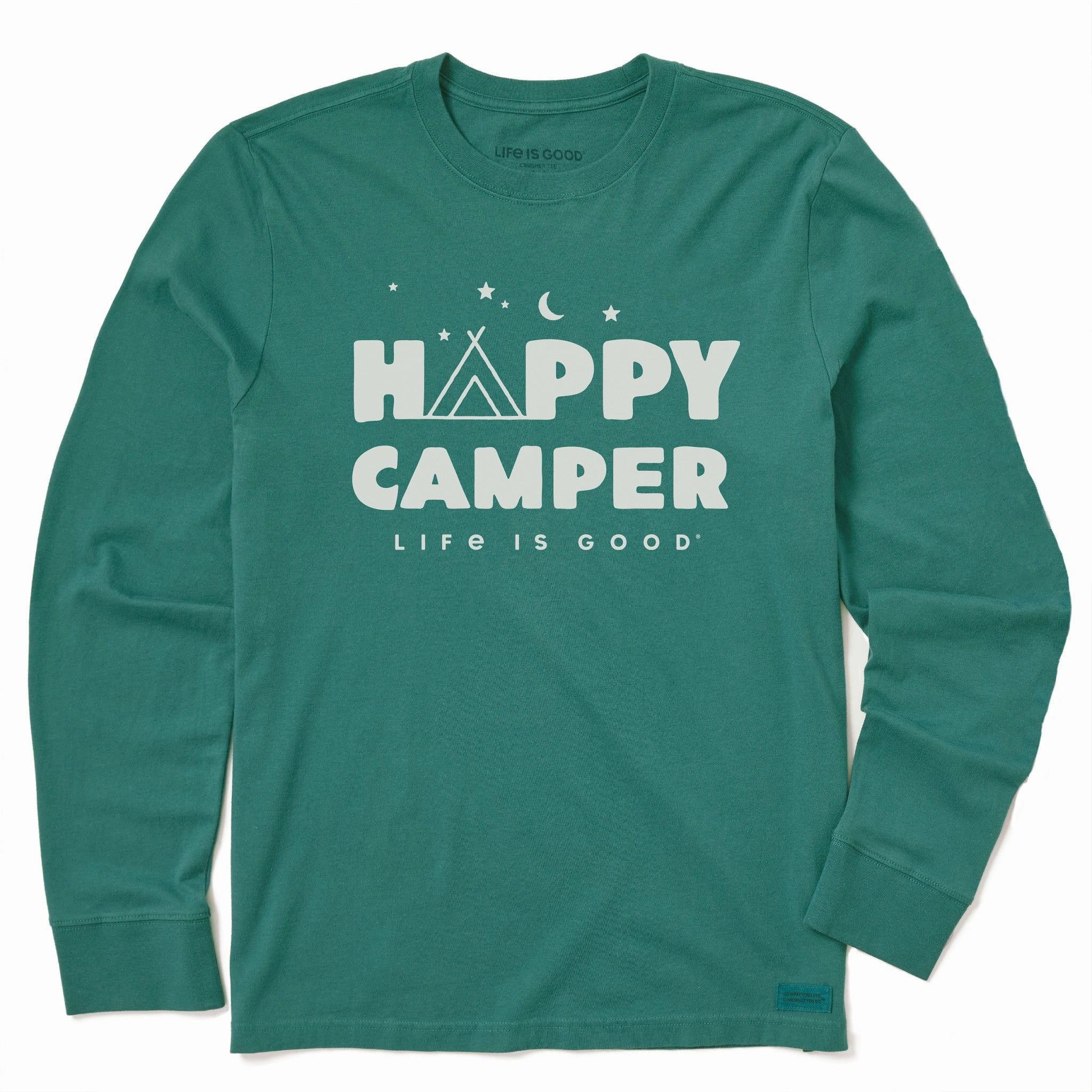 Kids Happy Camper Tent Night Long Sleeve Crusher Tee Casual everyday wear