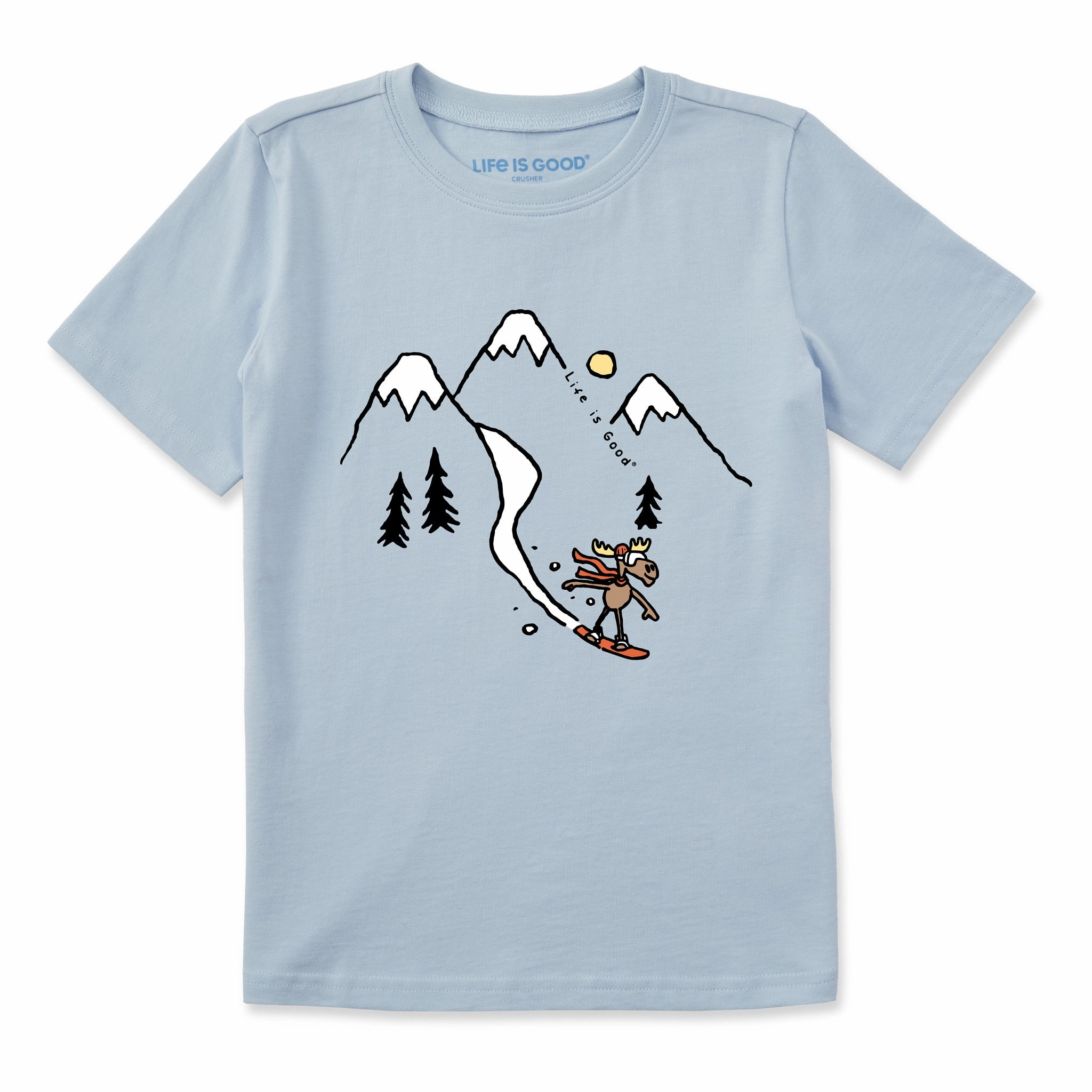 SoftTouchFinish Kids Moose Snowboard Vista Short Sleeve Crusher Tee