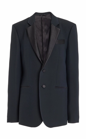 suitable for promotional activities Nicolson Jacket in Black Wool Silk Cady