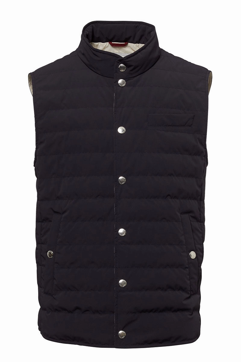 Lightweight Down Vest Grid Fleece Lining