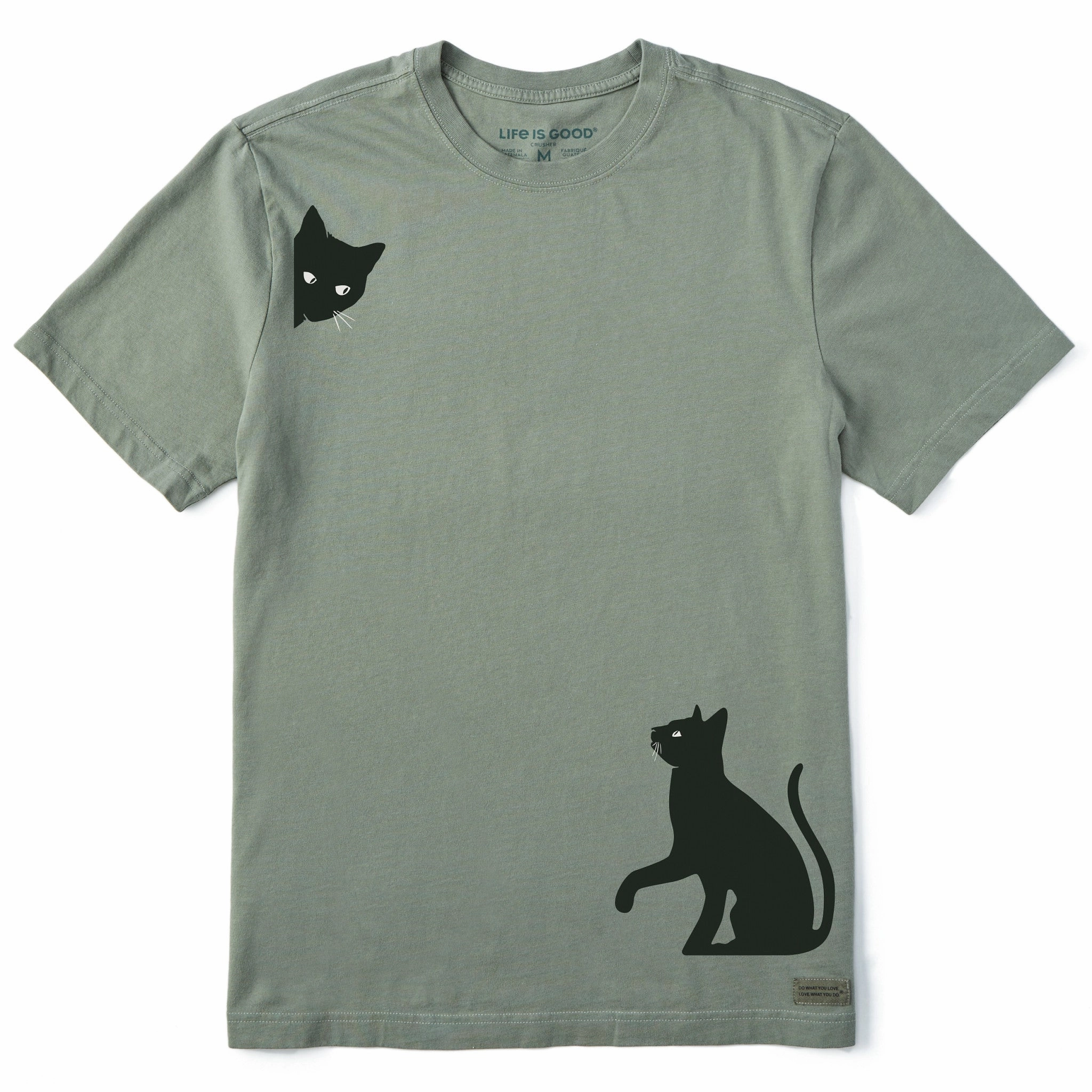 Durable Knitwear Men's Two Curious Cats Short Sleeve Crusher Tee