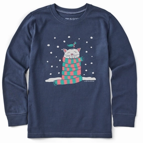 Chic Look Kids Cozy Cat in the Snow Long Sleeve Crusher Tee