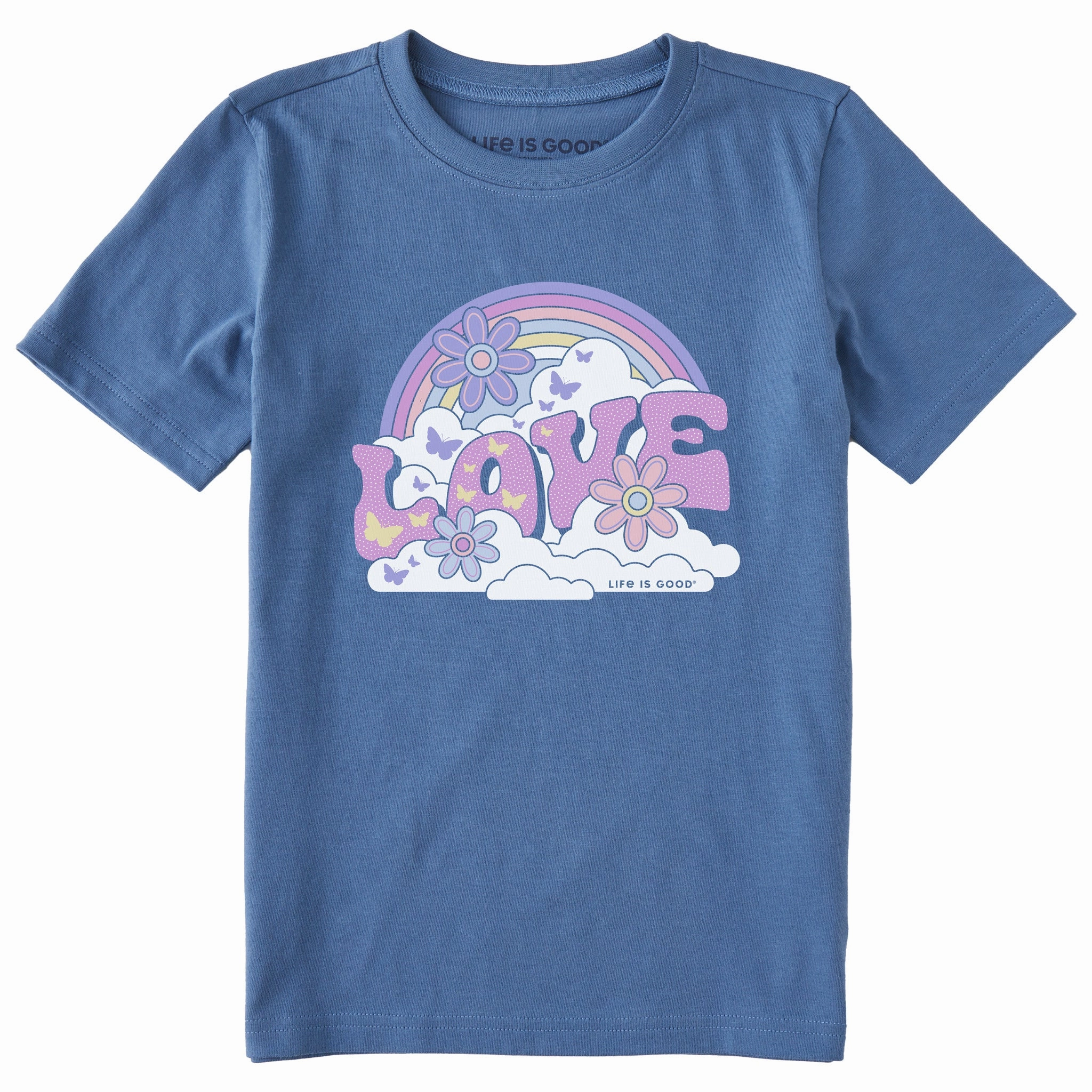 Soft Waistband Kids Rainbow Love Short Sleeve Crusher Tee