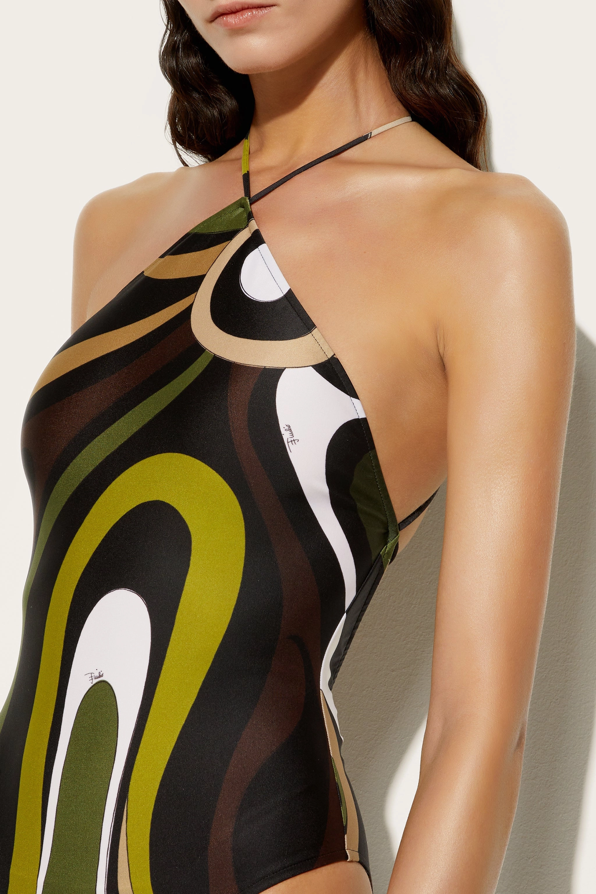 Hydrophobic Lining Marmo Swimsuit with Cross Straps