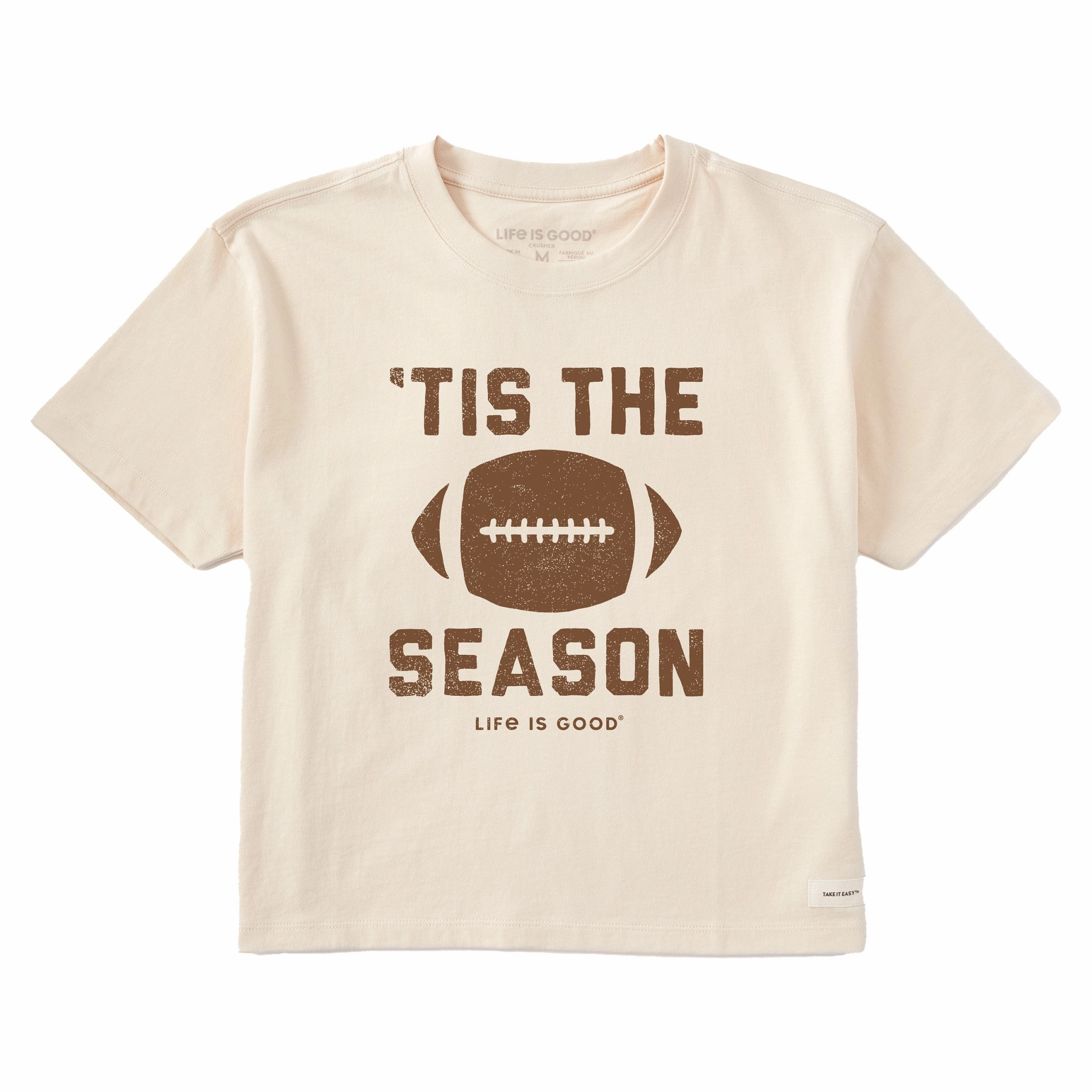 Trendy Casual Wear Soft and Cozy Women's Tis The Football Season Short Sleeve Crusher Boxy Tee