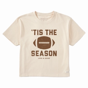 Fashionable Ease Women's Tis The Football Season Short Sleeve Crusher Boxy Tee