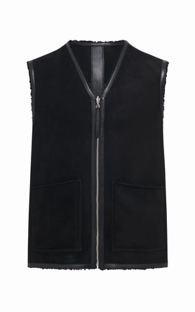Snowdon Reversible Vest in Black Shearling Notice