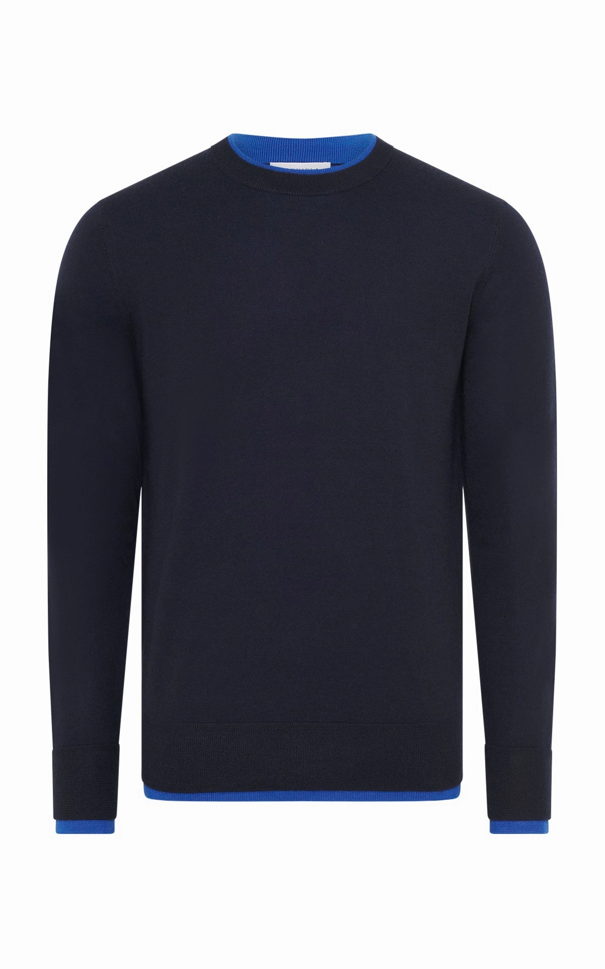 Wells Knit Sweater in Navy & Cobalt Cashmere Silk High Thread Count