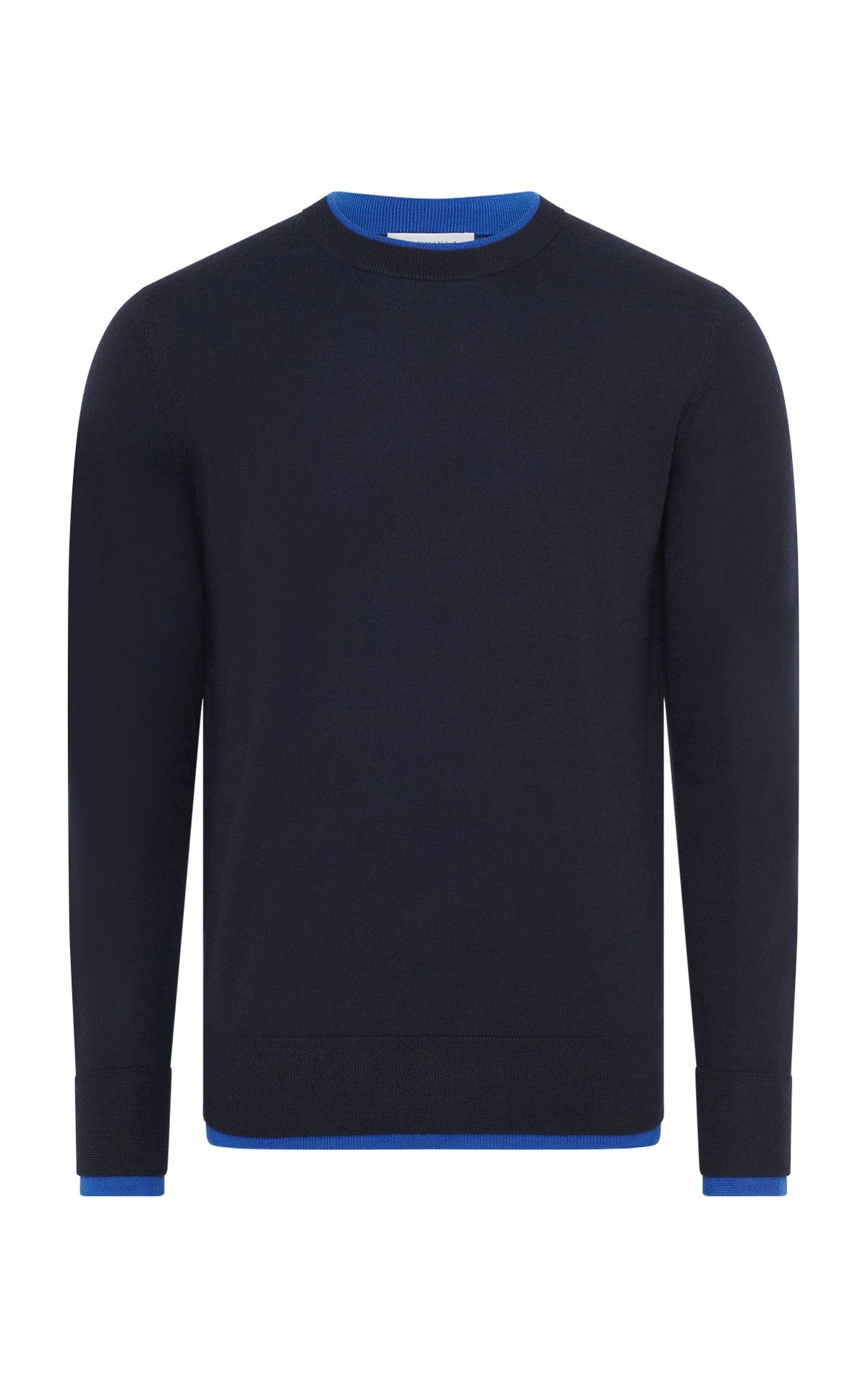 Brushed Inner Non Chlorine Bleach Safe Wells Knit Sweater in Navy & Cobalt Cashmere Silk