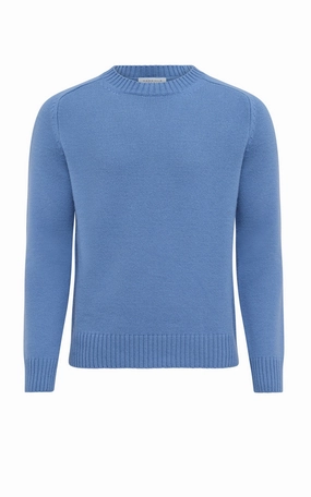 Soft Piece Low Maintenance Knit Francesco Knit Sweater in Light Blue Denim Cashmere