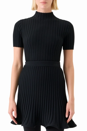 Mock Neck Knit Sweater Knit Look Drop Shoulder