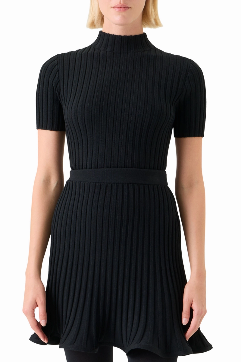 Mock Neck Knit Sweater Knit Look Drop Shoulder