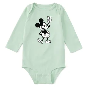 Quick Fit Wear Travel convenience Infant Steamboat Willie Peace Long Sleeve Crusher Baby Bodysuit
