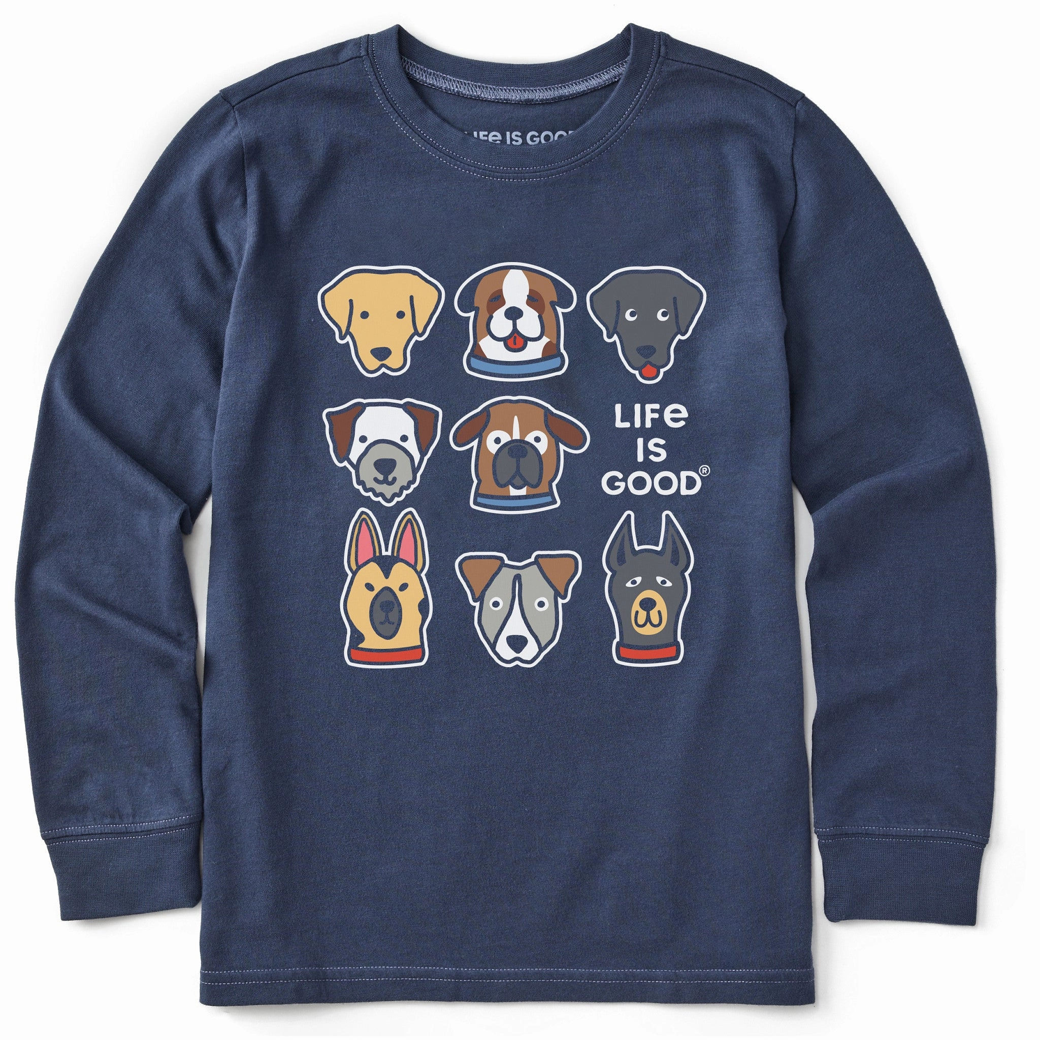 Street Trendy Kids Cute Dogs Long Sleeve Crusher Tee