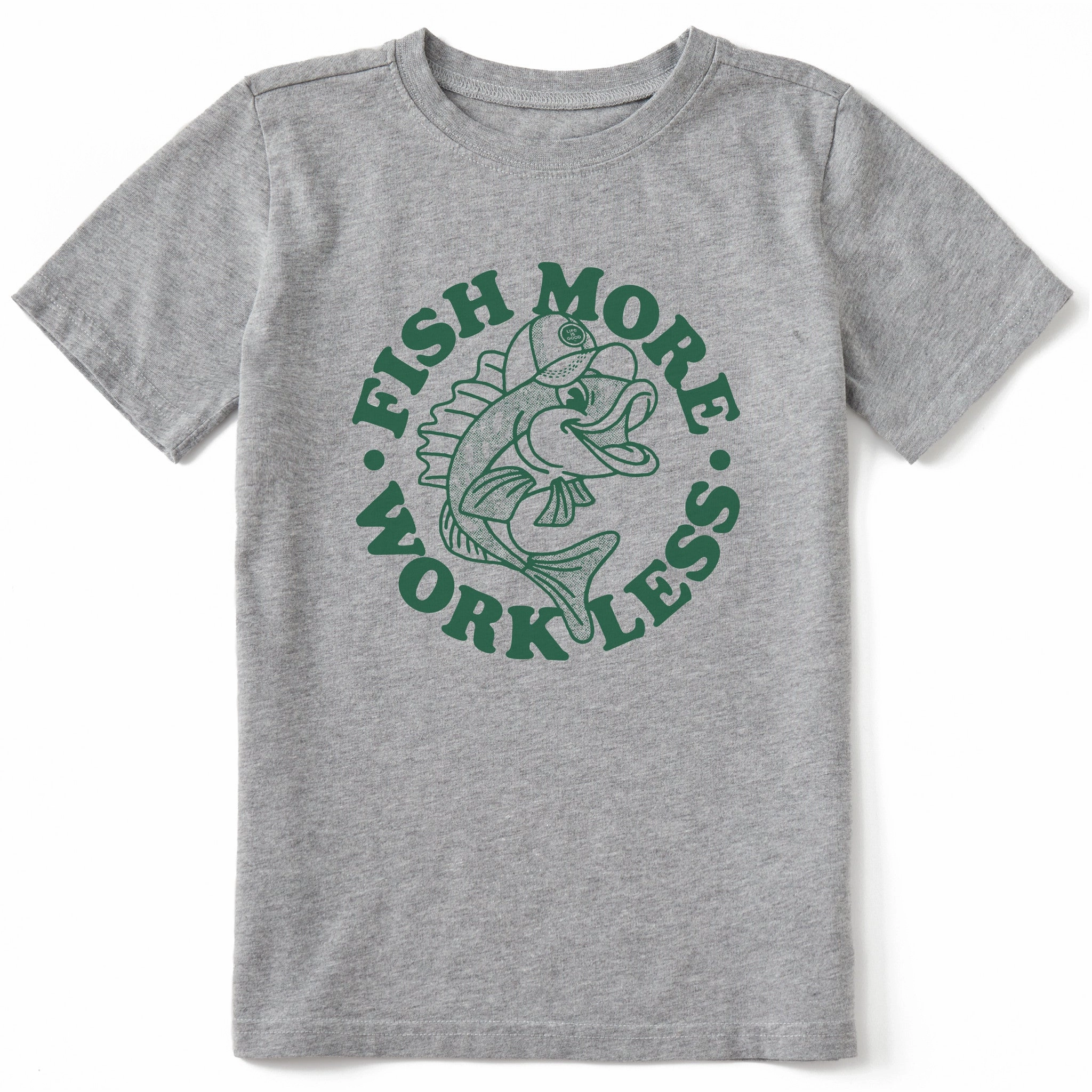Kids Matchbook Fish More Work Less Short Sleeve Crusher Tee Timeless Appeal