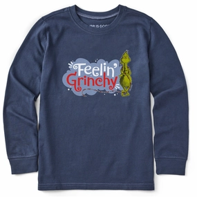 Kids Feelin' Grinchy Long Sleeve Crusher Tee Cozy and Fashionable Versatile Layering