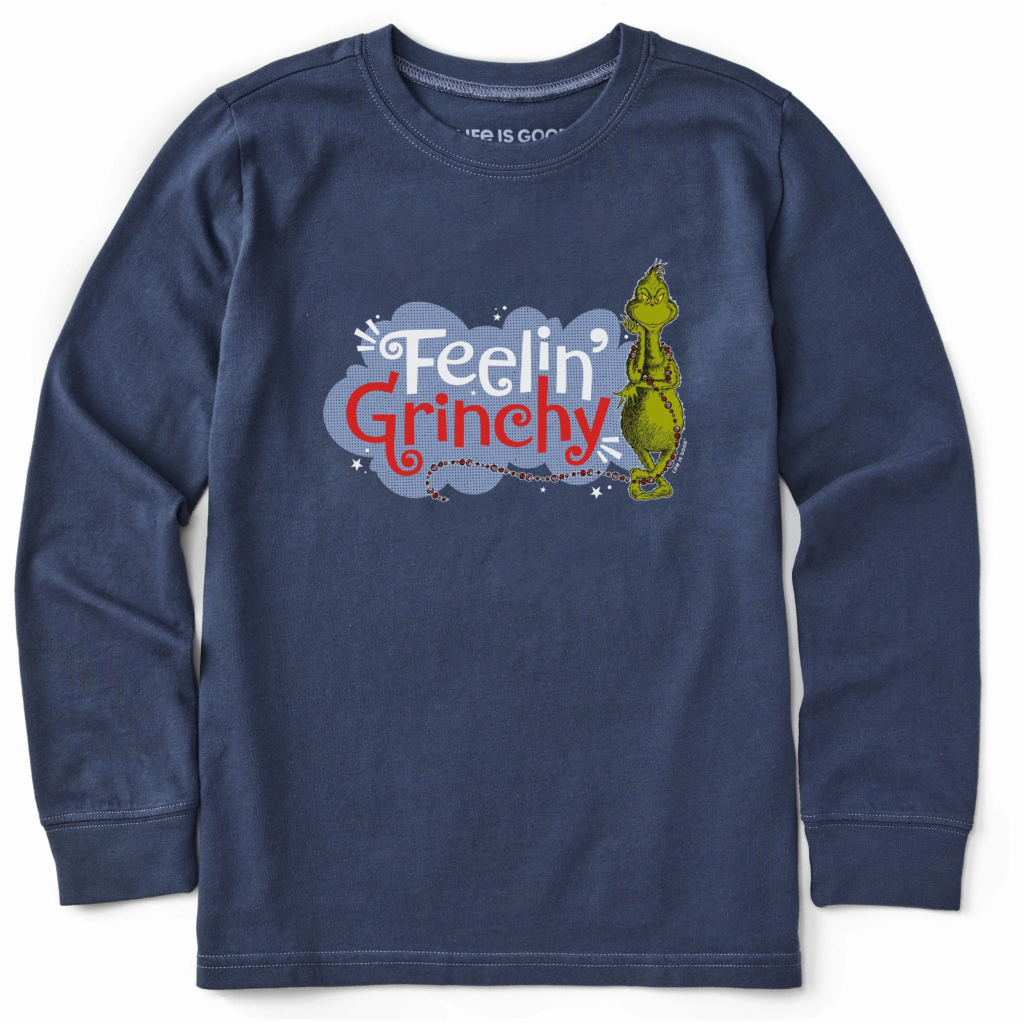 Cozy Design Kids Feelin' Grinchy Long Sleeve Crusher Tee