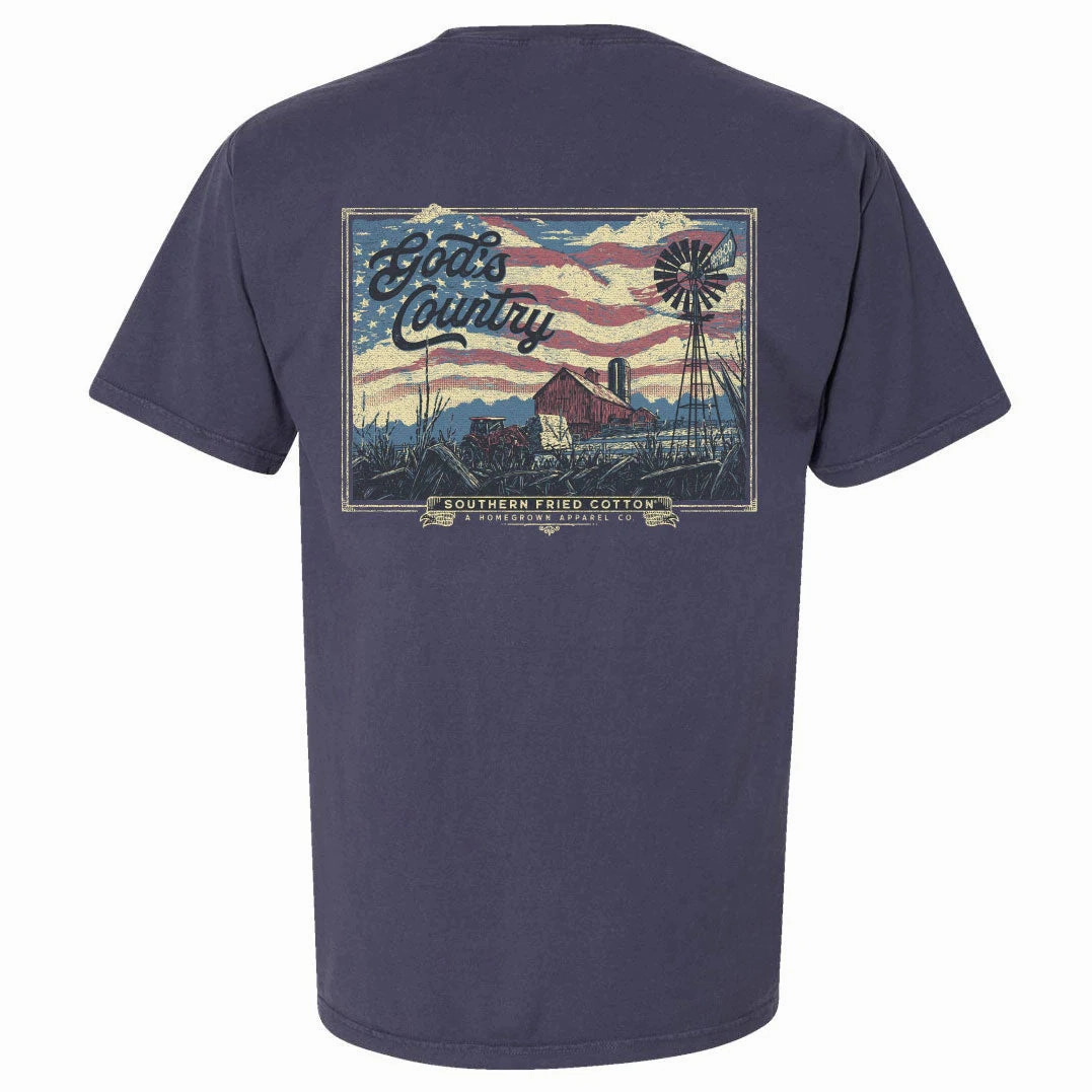 Southern Fried Cotton God's Country Tee DoubleStitched Seams