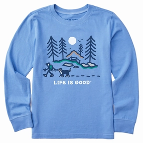 Soft Fabric Relaxed Wear Fit Kids Bernese Hiking Through the Woods Long Sleeve Crusher Tee