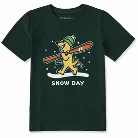 Kids Rocket Ski Snow Day Short Sleeve Crusher Tee FunctionalPockets Easy-Going Style