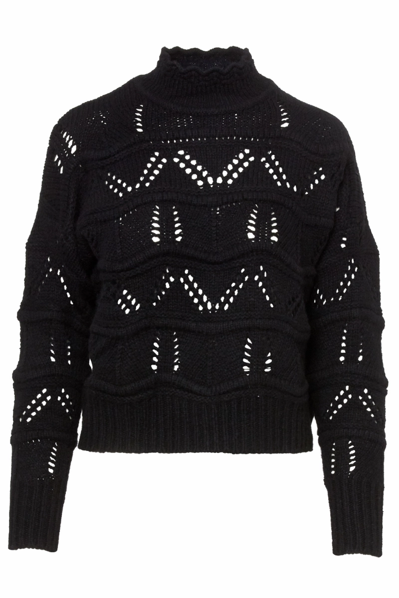 Chilly Day Style Chunky Wavy Pointelle Sweater