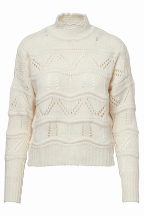 Chunky Wavy Pointelle Sweater Reinforced Edging Knit Wearable