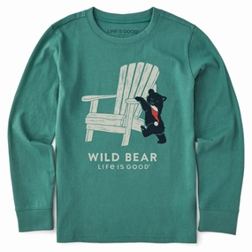Classic timelessness Breathable Material Kids Holiday Adirondack Wild Bear Long Sleeve Crusher Tee
