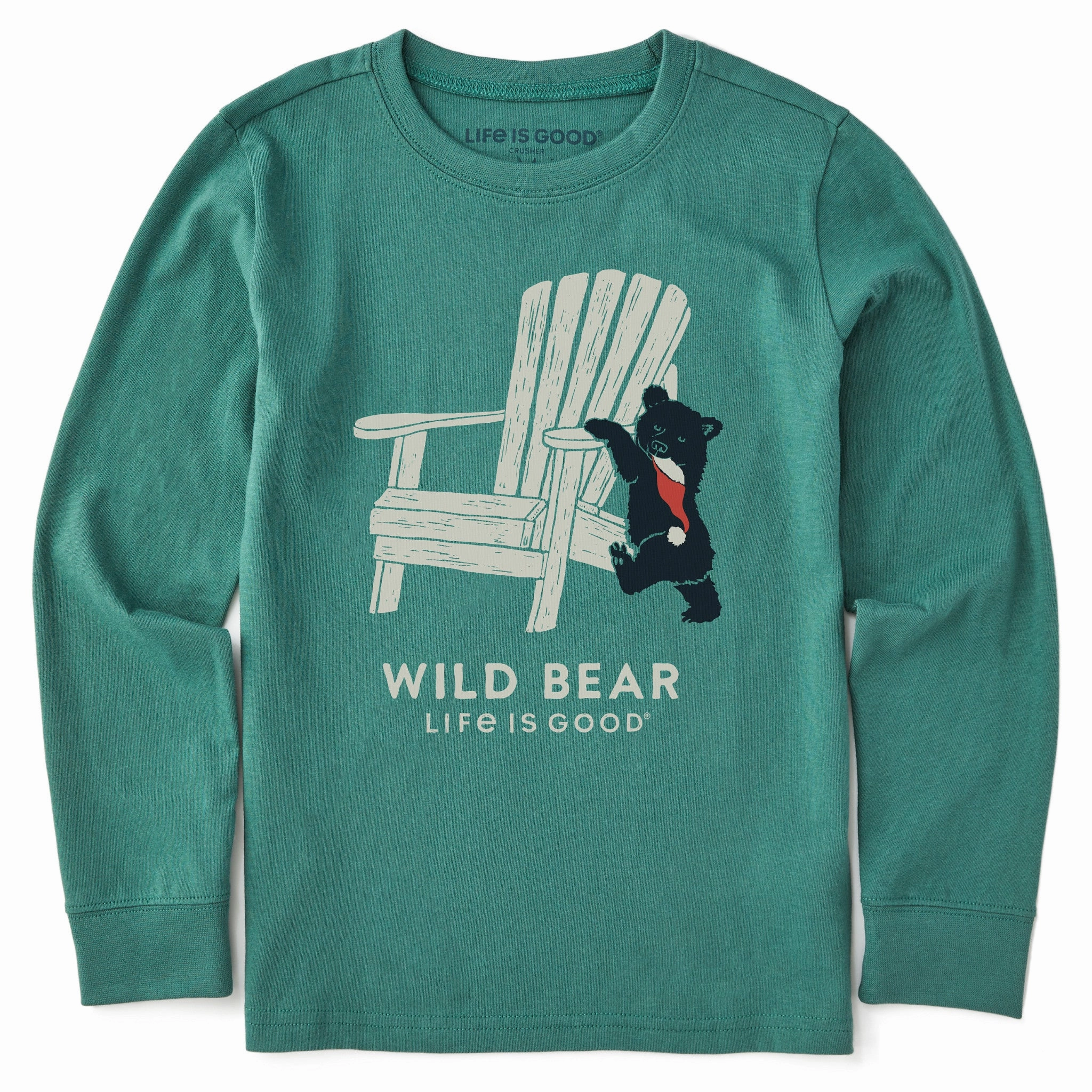 Outdoor Fashion Eco Friendly Production Kids Holiday Adirondack Wild Bear Long Sleeve Crusher Tee