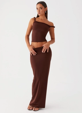 Solace Soul Maxi Skirt - Chocolate Minimalist Style