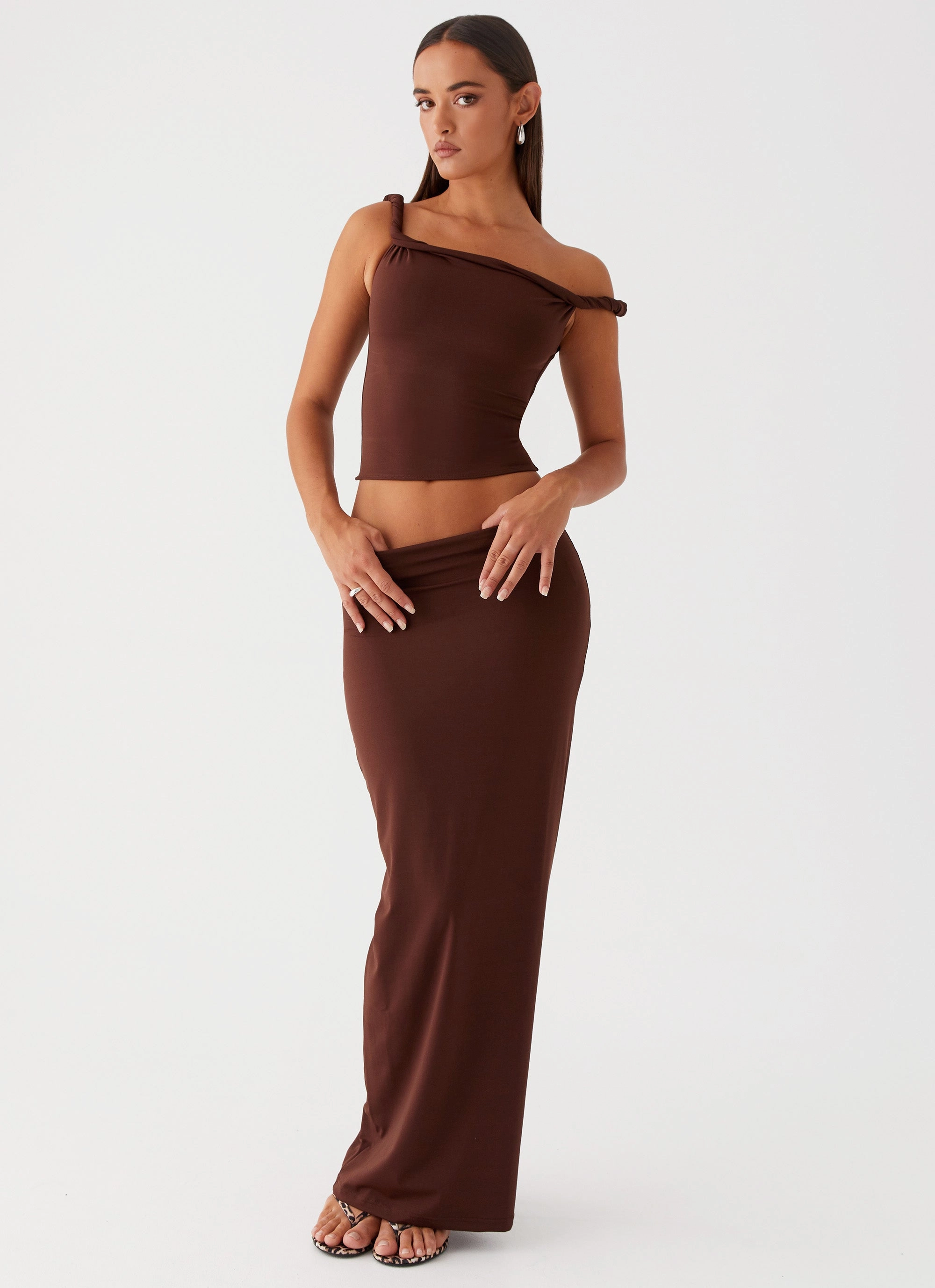 Solace Soul Maxi Skirt - Chocolate Minimalist Style