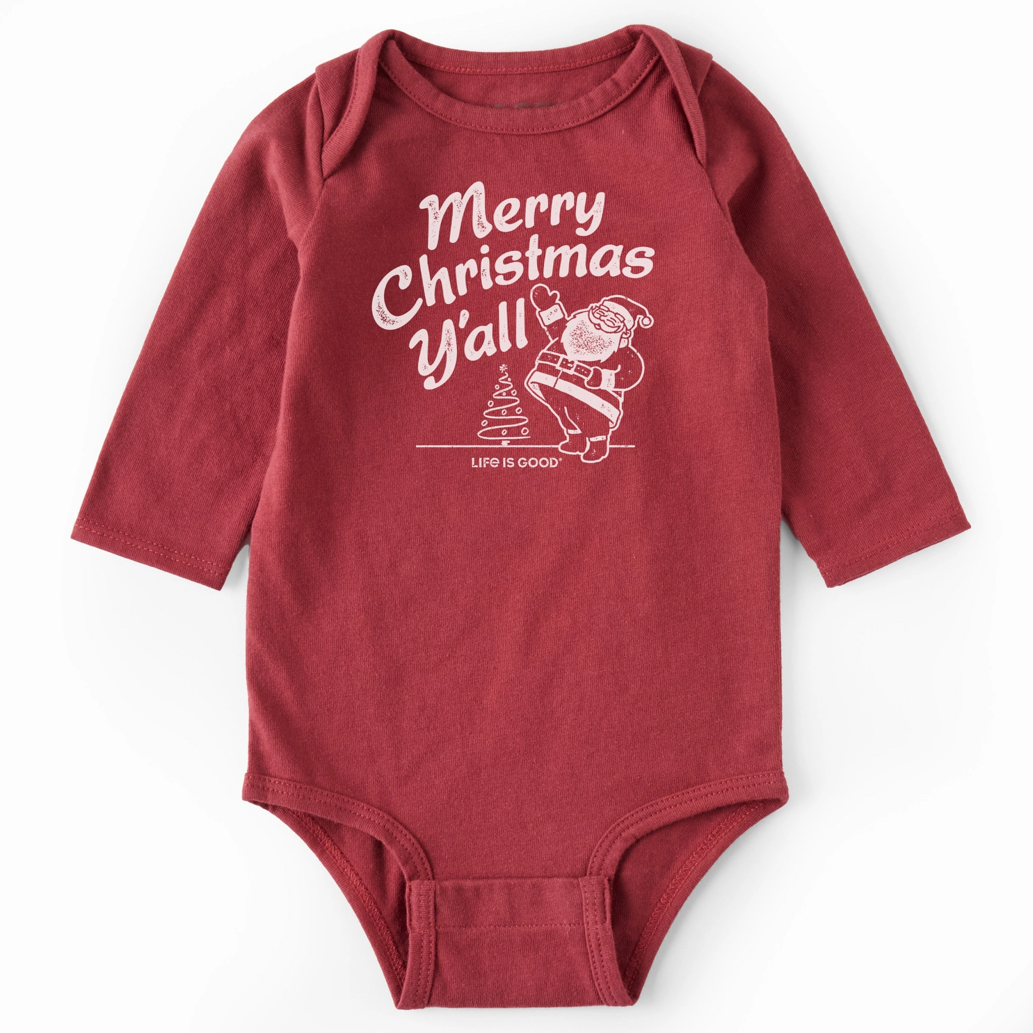Sleek Comfort Infant Santa Merry Christmas Y'all Long Sleeve Crusher Baby Bodysuit