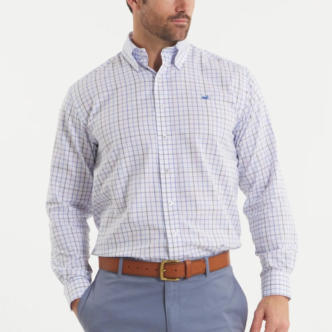Southern Marsh Chateau Windowpane Dress Shirt goes with sandals