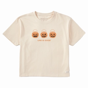 Women's Jack O Lantern Trio Short Sleeve Crusher Boxy Tee Customer Favorite